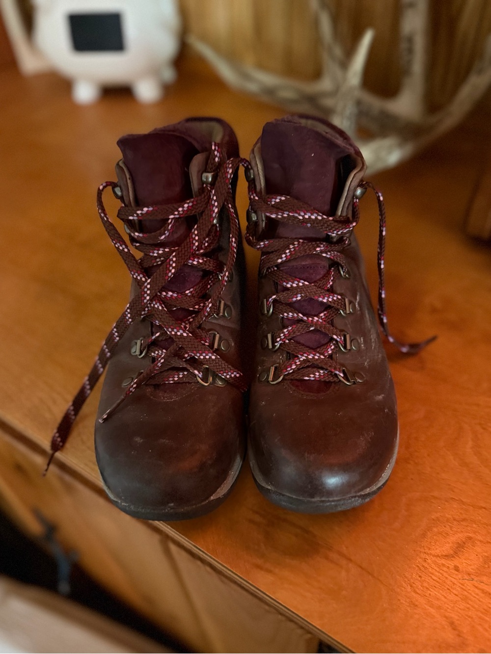 DANSKO Burgundy Leather Hiking Boots with Maroon Laces